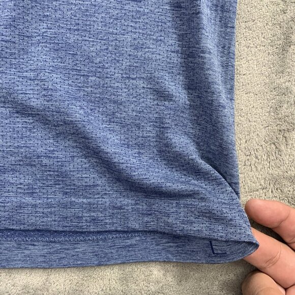 Lululemon Shirt Men Large Metal Vent Tech Polo Blue Performance Athleisure Golf - Picture 4 of 8